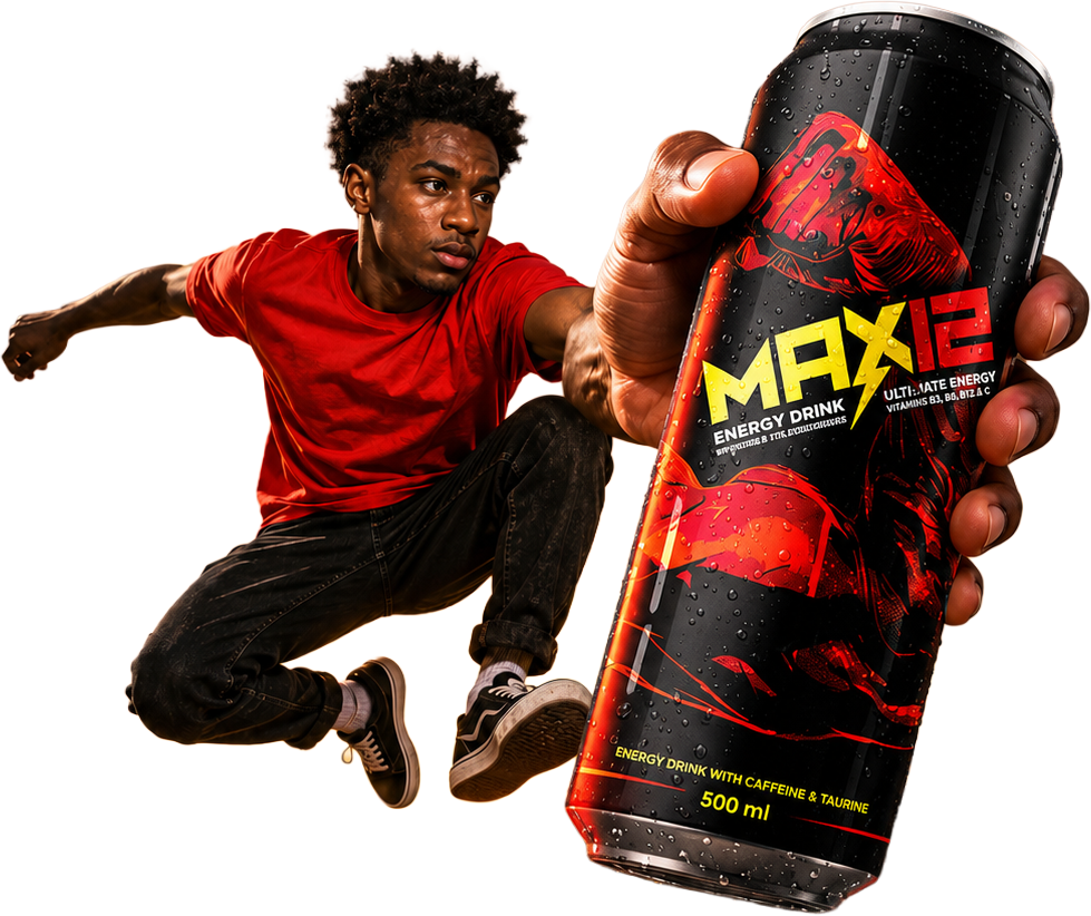 Athlete leaping while holding a MAX 12 can